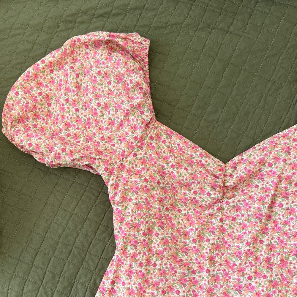Blu Pepper Floral Pink Maxi Dress with Puff Sleeves